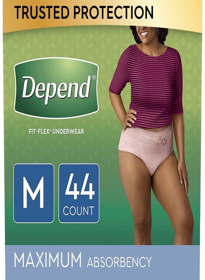Depend FIT-FLEX Incontinence Underwear for Women, Disposable, Maximum Absorbency, Medium, Blush, Tan (44 Count) - Image 1